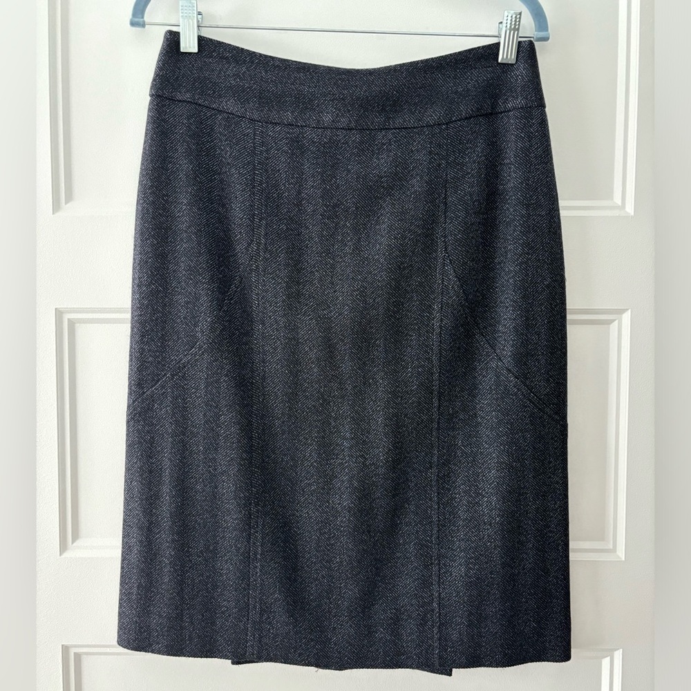 Ann Taylor Blue Black Kick Pleat Pencil Skirt Size 6